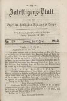 Intelligenz-Blatt für den Bezirk der Königlichen Regierung zu Danzig. 1849, No. 125 (1 Juni)