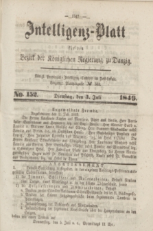 Intelligenz-Blatt für den Bezirk der Königlichen Regierung zu Danzig. 1849, No. 152 (3 Juli)