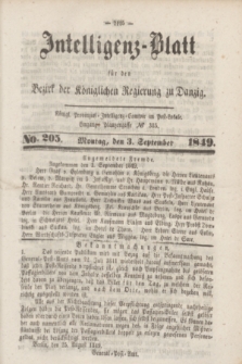 Intelligenz-Blatt für den Bezirk der Königlichen Regierung zu Danzig. 1849, No. 205 (3 September)