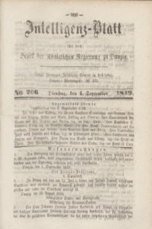 Intelligenz-Blatt für den Bezirk der Königlichen Regierung zu Danzig. 1849, No. 206 (4 September)