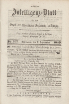 Intelligenz-Blatt für den Bezirk der Königlichen Regierung zu Danzig. 1849, No. 207 (5 September) + dod.