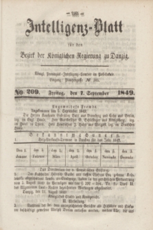 Intelligenz-Blatt für den Bezirk der Königlichen Regierung zu Danzig. 1849, No. 209 (7 September)