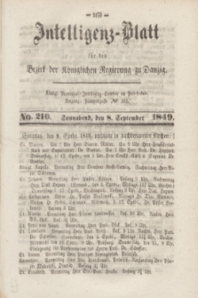 Intelligenz-Blatt für den Bezirk der Königlichen Regierung zu Danzig. 1849, No. 210 (8 September) + dod.