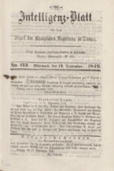 Intelligenz-Blatt für den Bezirk der Königlichen Regierung zu Danzig. 1849, No. 213 (12 September) + dod.
