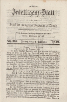 Intelligenz-Blatt für den Bezirk der Königlichen Regierung zu Danzig. 1849, No. 215 (14 September)