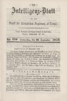 Intelligenz-Blatt für den Bezirk der Königlichen Regierung zu Danzig. 1849, No. 220 (20 September)