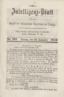 Intelligenz-Blatt für den Bezirk der Königlichen Regierung zu Danzig. 1849, No. 223 (24 September)