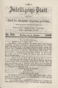 Intelligenz-Blatt für den Bezirk der Königlichen Regierung zu Danzig. 1849, No. 233 (5 Oktober)