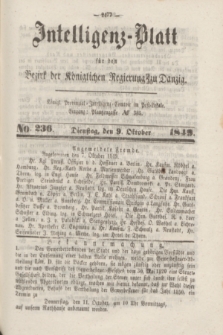 Intelligenz-Blatt für den Bezirk der Königlichen Regierung zu Danzig. 1849, No. 236 (9 Oktober)
