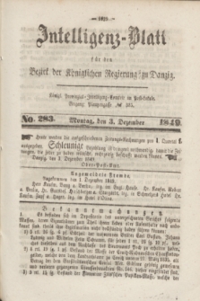 Intelligenz-Blatt für den Bezirk der Königlichen Regierung zu Danzig. 1849, No. 283 (3 Dezember)