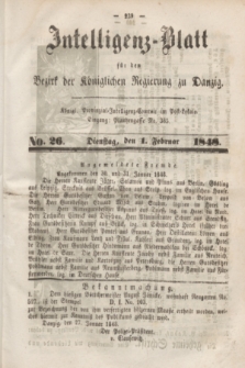 Intelligenz-Blatt für den Bezirk der Königlichen Regierung zu Danzig. 1848, No. 26 (1 Februar)