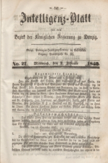 Intelligenz-Blatt für den Bezirk der Königlichen Regierung zu Danzig. 1848, No. 27 (2 Februar)