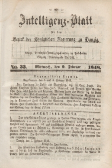 Intelligenz-Blatt für den Bezirk der Königlichen Regierung zu Danzig. 1848, No. 33 (9 Februar) + dod.