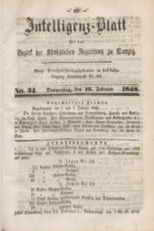 Intelligenz-Blatt für den Bezirk der Königlichen Regierung zu Danzig. 1848, No. 34 (10 Februar)