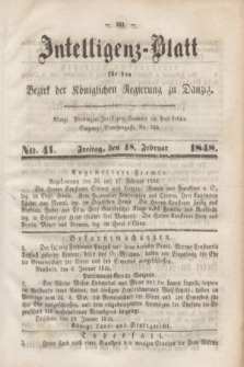 Intelligenz-Blatt für den Bezirk der Königlichen Regierung zu Danzig. 1848, No. 41 (18 Februar) + dod.