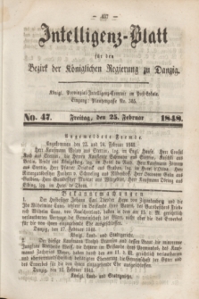 Intelligenz-Blatt für den Bezirk der Königlichen Regierung zu Danzig. 1848, No. 47 (25 Februar) + dod.