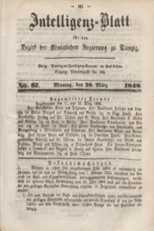 Intelligenz-Blatt für den Bezirk der Königlichen Regierung zu Danzig. 1848, No. 67 (20 März) + dod.