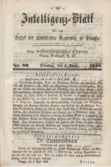 Intelligenz-Blatt für den Bezirk der Königlichen Regierung zu Danzig. 1848, No. 80 (4 April) + dod.
