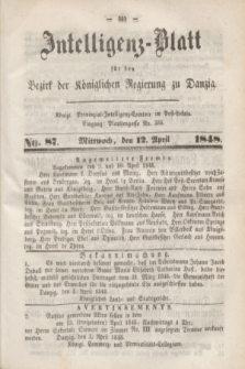 Intelligenz-Blatt für den Bezirk der Königlichen Regierung zu Danzig. 1848, No. 87 (12 April)