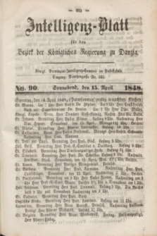 Intelligenz-Blatt für den Bezirk der Königlichen Regierung zu Danzig. 1848, No. 90 (15 April) + dod.