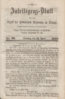 Intelligenz-Blatt für den Bezirk der Königlichen Regierung zu Danzig. 1848, No. 96 (25 April) + dod.