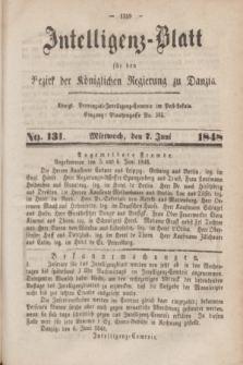 Intelligenz-Blatt für den Bezirk der Königlichen Regierung zu Danzig. 1848, No. 131 (7 Juni) + dod.