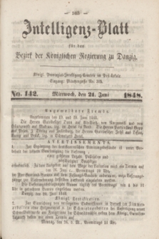 Intelligenz-Blatt für den Bezirk der Königlichen Regierung zu Danzig. 1848, No. 142 (21 Juni) + dod.