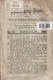 Intelligenz-Blatt für den Bezirk der Königlichen Regierung zu Danzig. 1848, No. 151 (1 Juli) + dod.
