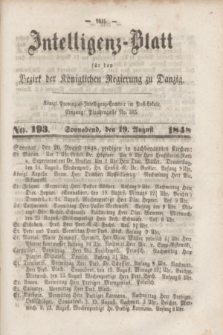 Intelligenz-Blatt für den Bezirk der Königlichen Regierung zu Danzig. 1848, No. 193 (19 August) + dod.