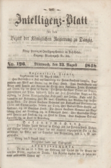 Intelligenz-Blatt für den Bezirk der Königlichen Regierung zu Danzig. 1848, No. 196 (23 August) + dod.