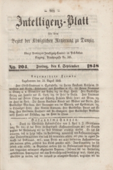 Intelligenz-Blatt für den Bezirk der Königlichen Regierung zu Danzig. 1848, No. 204 (1 September)
