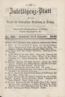 Intelligenz-Blatt für den Bezirk der Königlichen Regierung zu Danzig. 1848, No. 205 (2 September) + dod.