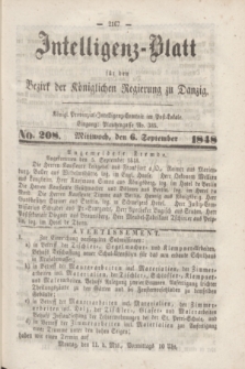 Intelligenz-Blatt für den Bezirk der Königlichen Regierung zu Danzig. 1848, No. 208 (6 September)