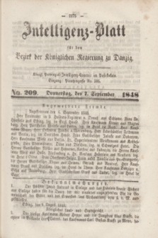 Intelligenz-Blatt für den Bezirk der Königlichen Regierung zu Danzig. 1848, No. 209 (7 September)