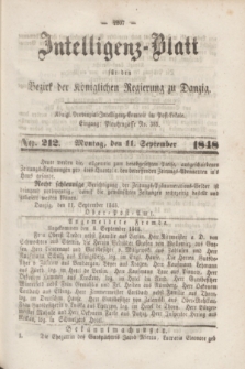 Intelligenz-Blatt für den Bezirk der Königlichen Regierung zu Danzig. 1848, No. 212 (11 September)