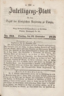 Intelligenz-Blatt für den Bezirk der Königlichen Regierung zu Danzig. 1848, No. 213 (12 September)