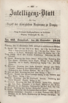 Intelligenz-Blatt für den Bezirk der Königlichen Regierung zu Danzig. 1848, No. 217 (16 September) + dod.