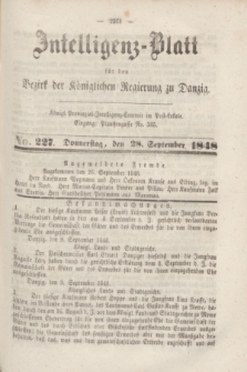 Intelligenz-Blatt für den Bezirk der Königlichen Regierung zu Danzig. 1848, No. 227 (28 September)