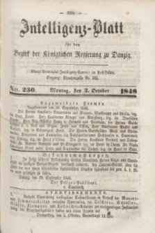 Intelligenz-Blatt für den Bezirk der Königlichen Regierung zu Danzig. 1848, No. 230 (2 October)