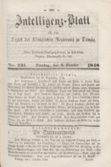 Intelligenz-Blatt für den Bezirk der Königlichen Regierung zu Danzig. 1848, No. 231 (3 October) + dod.