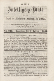 Intelligenz-Blatt für den Bezirk der Königlichen Regierung zu Danzig. 1848, No. 233 (5 October)