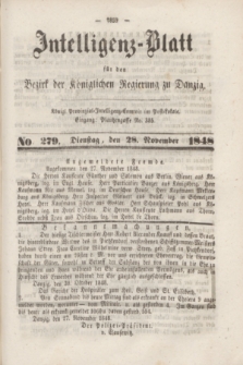 Intelligenz-Blatt für den Bezirk der Königlichen Regierung zu Danzig. 1848, No. 279 (28 November)