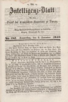 Intelligenz-Blatt für den Bezirk der Königlichen Regierung zu Danzig. 1848, No. 287 (7 December) + dod. + wkładka
