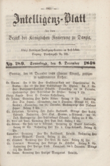 Intelligenz-Blatt für den Bezirk der Königlichen Regierung zu Danzig. 1848, No. 289 (9 December) + dod.