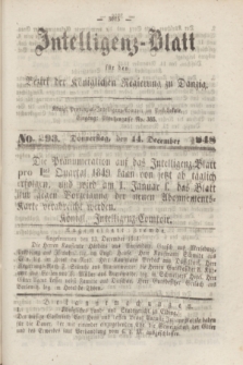 Intelligenz-Blatt für den Bezirk der Königlichen Regierung zu Danzig. 1848, No. 293 (14 December)