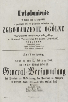 Zgromadzenie ogólne Towarzystwa muzycznego galicyjskiego