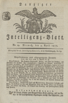 Intelligenz-Blatt für den Bezirk der Königlichen Regierung zu Danzig. 1817, No. 29 (9 April) + dod.