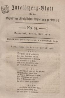 Intelligenz-Blatt für den Bezirk der Königlichen Regierung zu Danzig. 1818, No. 59 (25 Juli) + dod.