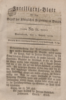 Intelligenz-Blatt für den Bezirk der Königlichen Regierung zu Danzig. 1818, No. 61 (1 August) + dod.