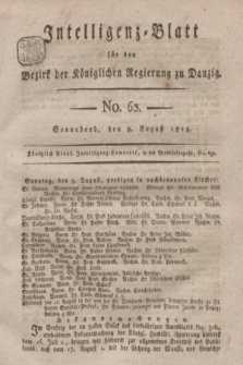 Intelligenz-Blatt für den Bezirk der Königlichen Regierung zu Danzig. 1818, No. 63 (8 August) + dod.